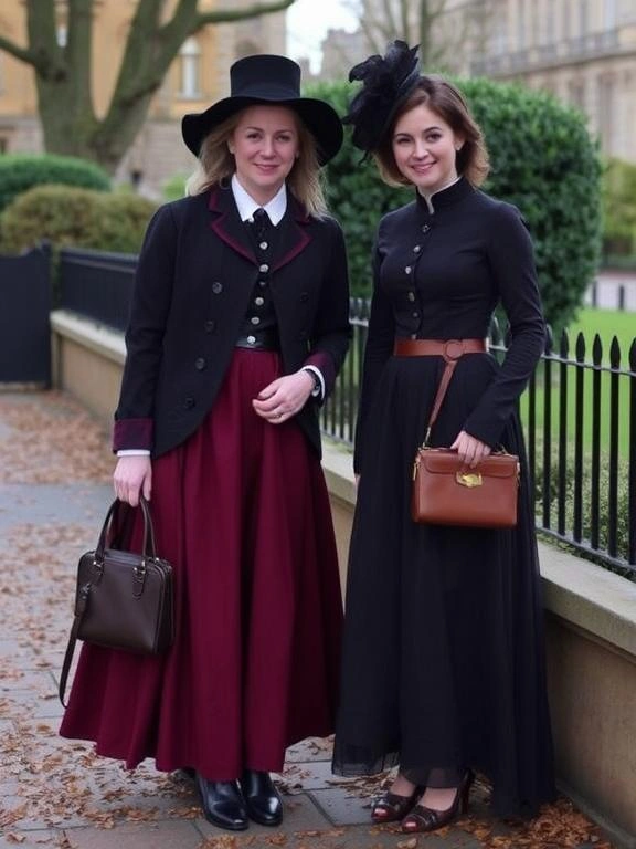 Simple yet chic Victorian walking ensembles.