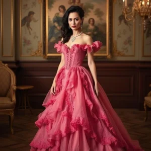 14 Elegant Rococo-inspired dresses featuring intricate designs and luxurious fabrics.