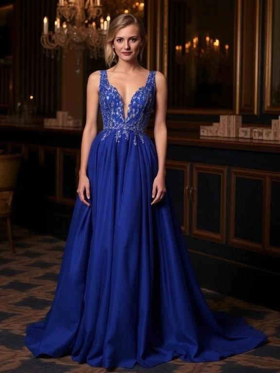 Victorian glamorous gown for an elegant evening.