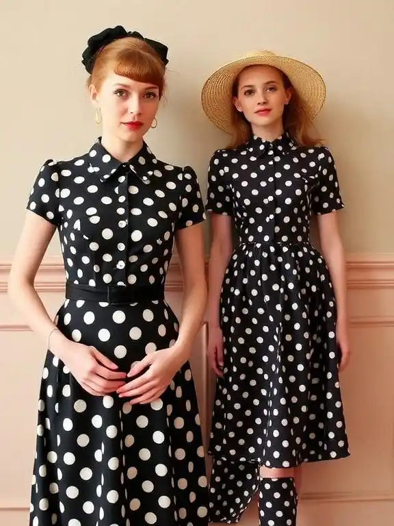  A polka dot tweed dress, combining playful patterns with vintage charm for a fun yet elegant look.