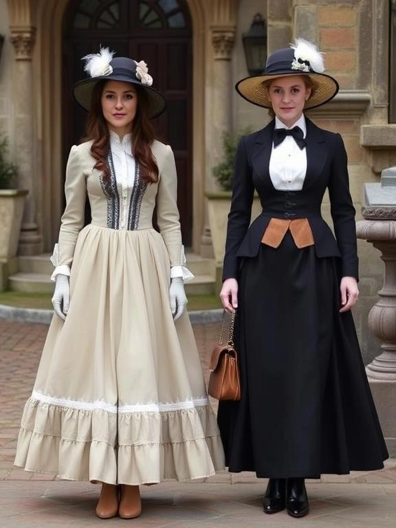 Chic and practical Victorian walking outfits.