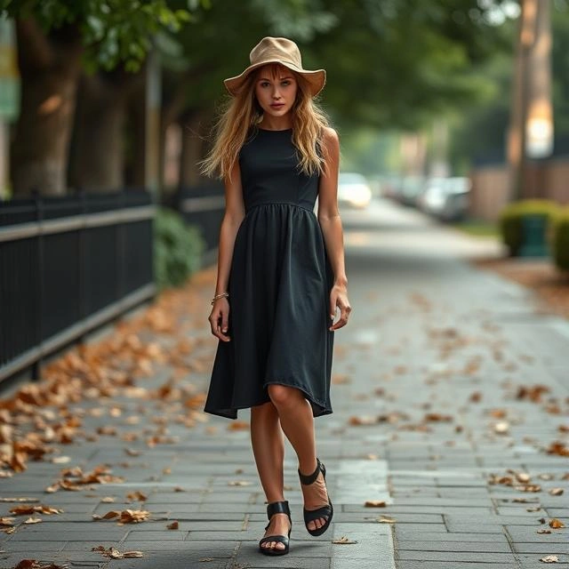 A woman in a timeless little black dress, exuding sophistication and effortless style.