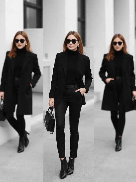 A sleek monochrome outfit, offering a minimalist and sophisticated look.