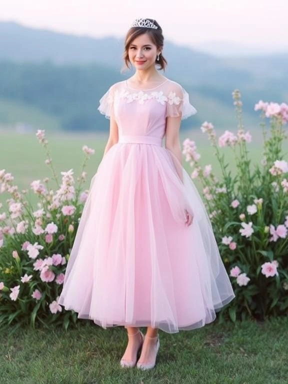 A soft pastel princess dress, featuring delicate colors and a flowy, ethereal design, perfect for creating a romantic and dreamy look.